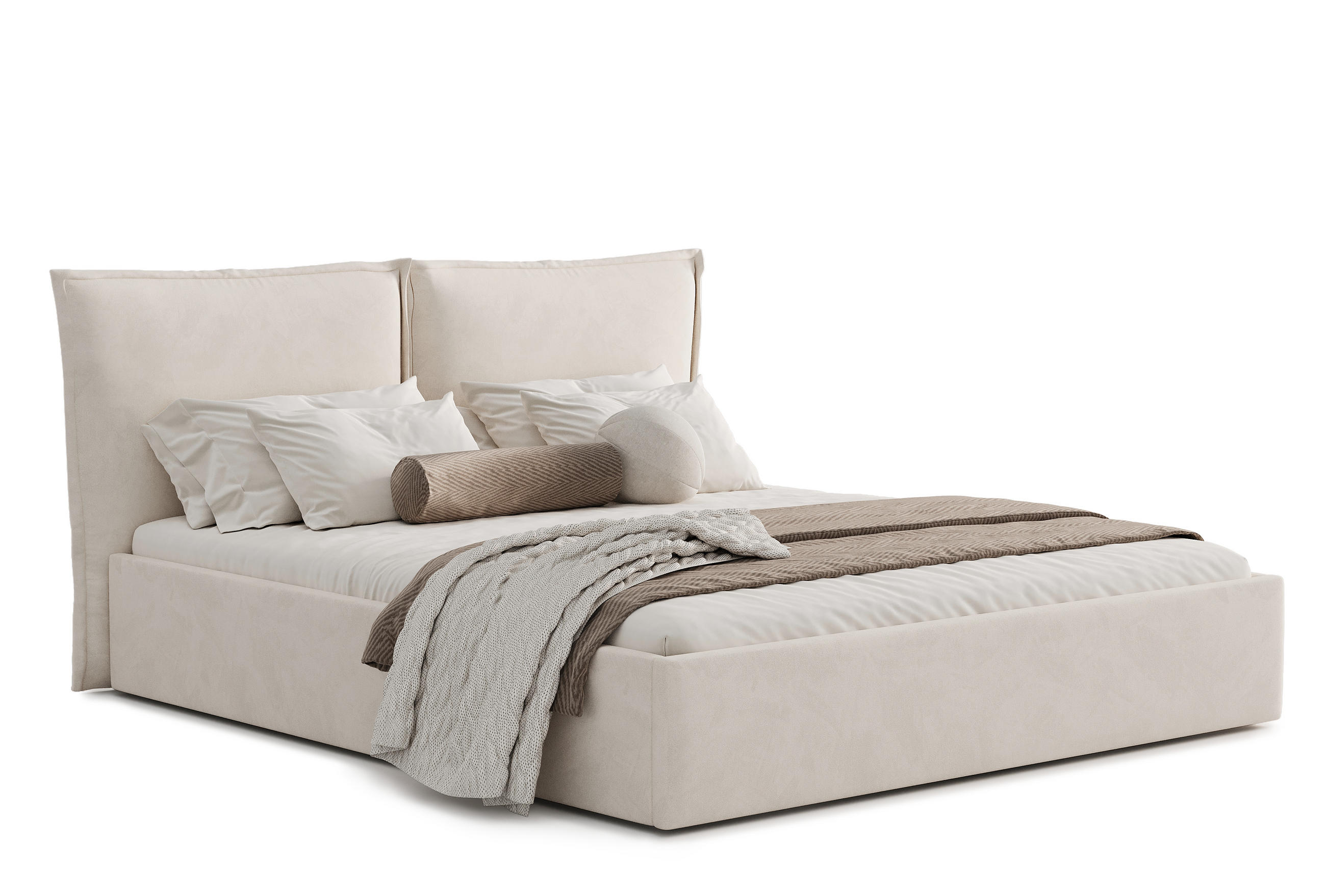 POLSTERBETT PILLOW mit Bettkasten, Doppelbett - 180x200 cm - Beige/Naturfarben, Holz/Textil (180/200cm) - mybed.