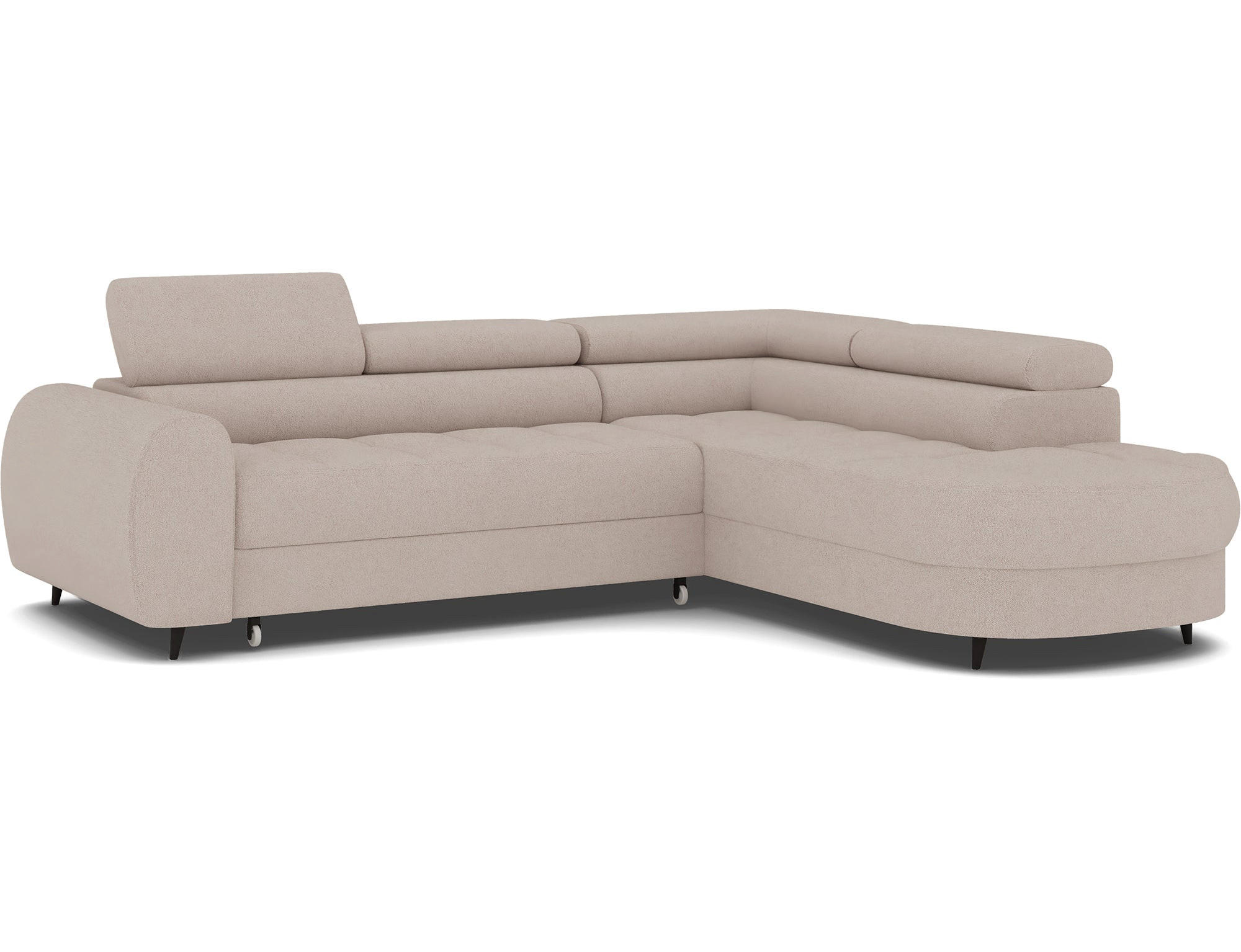 ECKSOFA Vesteria mit Schlaffunktion und Bettkasten – Modernes Design, verstellbare Kopfstützen und hoher Sitzkomfort - Hellbraun, Kunststoff (279/72cm) - Wohnideebilder