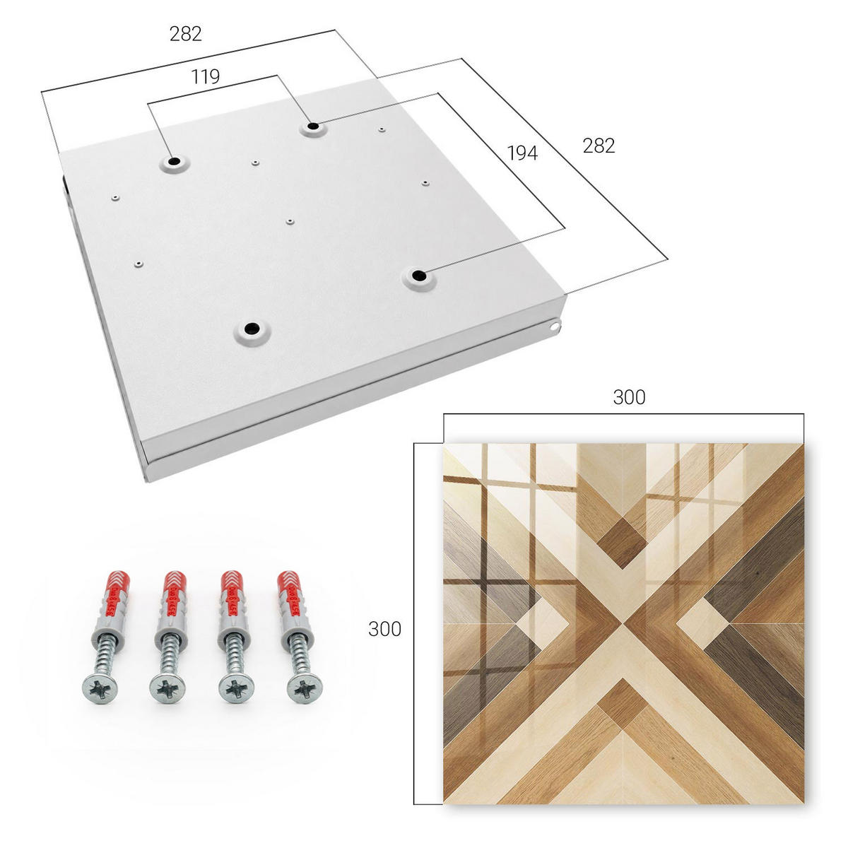 SCHLÜSSELBOX Weiß 30x30 cm – Türöffnung nach rechts - Eleganz aus Holz - Braun, Metall (30/30/5cm) - TULUP