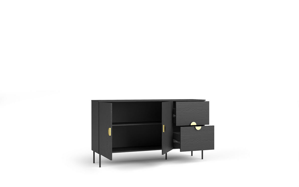 KOMMODE Graphitschwarz 160/88/40 - Graphitfarben, Holzwerkstoff (160/88/40cm) - RAUMHIRSCH FURNITURE