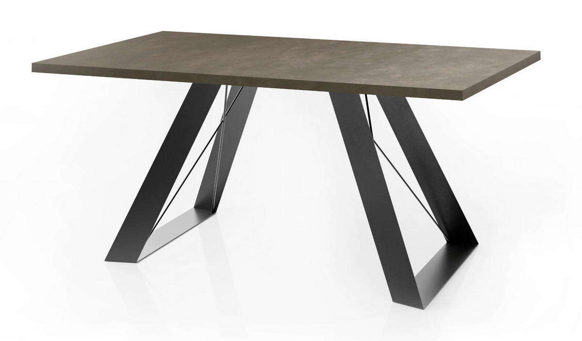 ESSTISCH Colter Weiß rechteckig ausziehbar, Dunkelgrauer Chicago Beton 160-260/90/76 cm - Dunkelgrau/Weiß, Holzwerkstoff/Metall (160/90/76cm) - WFL GROUP