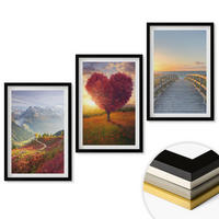 WANDBILDER 3er-Set - 40x60 cm Schwarzer Rahmen - Landschaften Berge Baum Herz Pier - Schwarz, Kunststoff (40/60cm) - ArtPrintCave