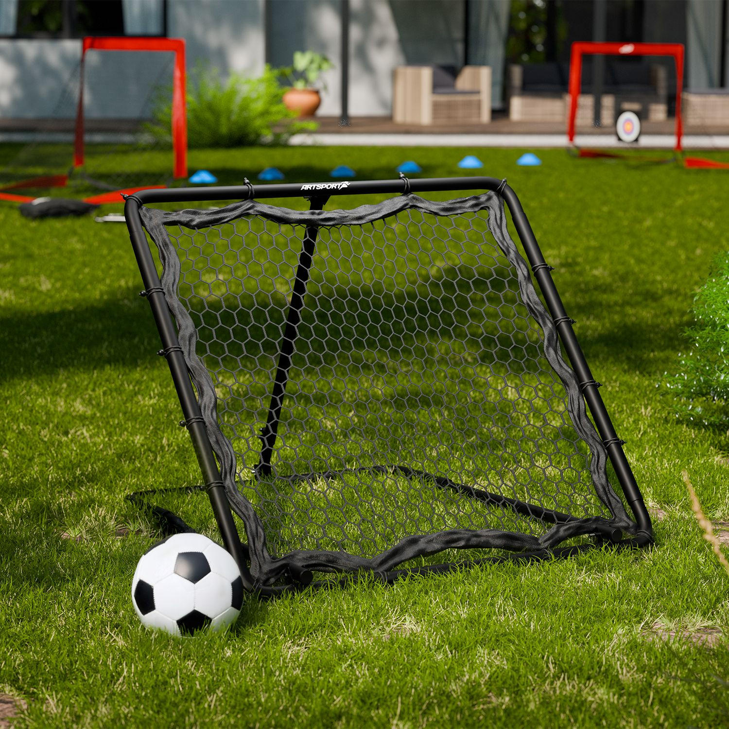 REBOUNDER Fußball 100x100 cm klappbar - Schwarz, Metall (100/97cm) - Artsport