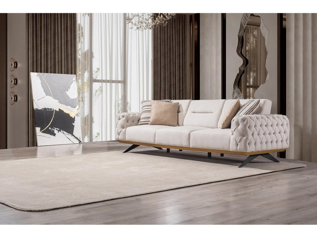SOFA Havana 4-Sitzer Samt Creme - Beige, Textil/Metall (265/87/95cm) - Villa Möbel