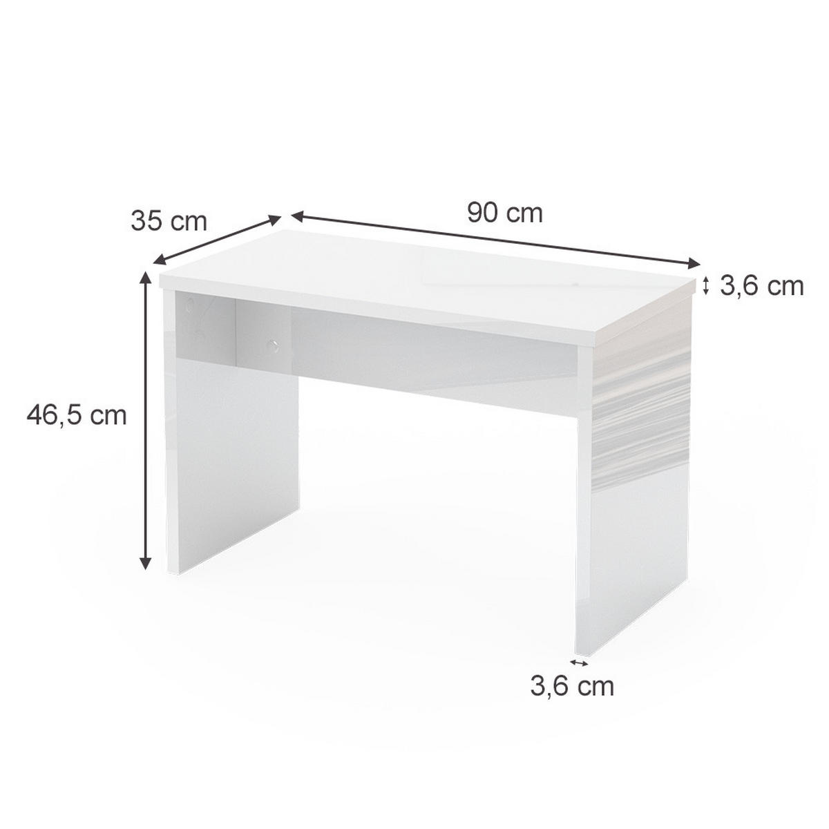 SITZBANK Viola Weiß 90 cm für Schminktisch - Weiß, Holzwerkstoff (35/46/90cm) - Vicco