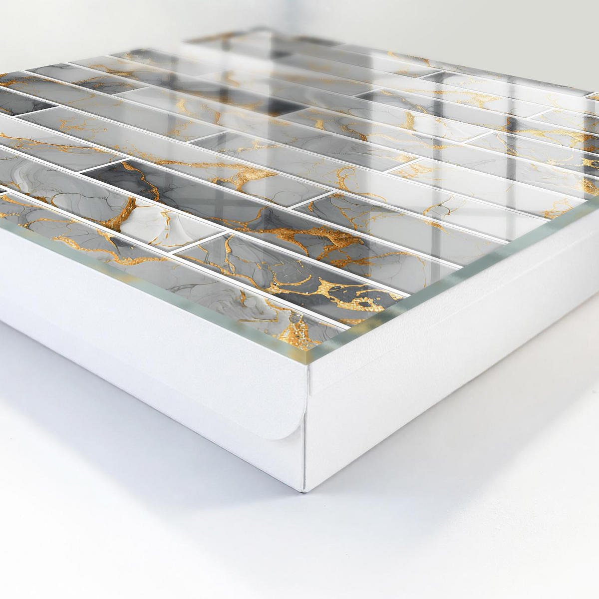 SCHLÜSSELBOX Weiß 30x30 cm – Türöffnung nach rechts - Moderne Eleganz - Grau, Metall (30/30/5cm) - TULUP