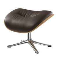 POLSTERHOCKER - Chromfarben/Dunkelbraun, Leder/Metall (44/39/42cm) - home24