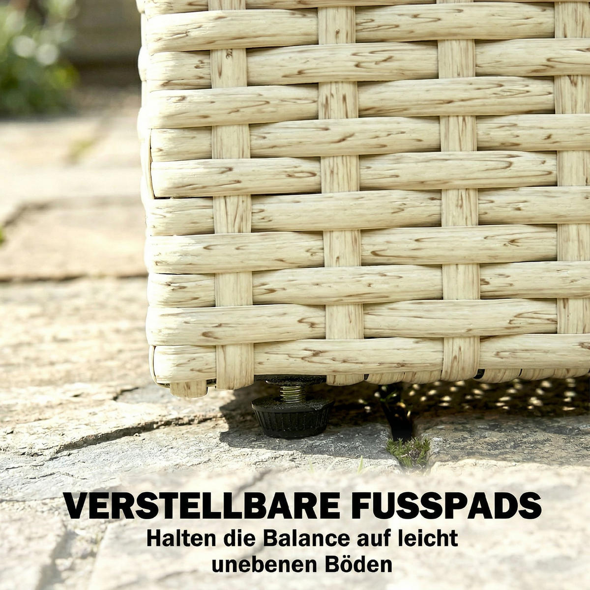 RATTAN-BLUMENKASTEN PE-Rattan Stahl Beige - Beige, Kunststoff (30/163/80cm) - Outsunny