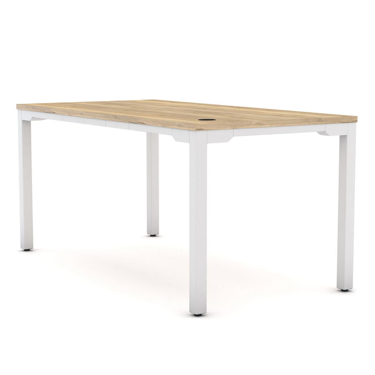 SCHREIBTISCH Höhenverstellbarer Schreibtisch Piacetta Eiche Natura Signalweiß 160/80/73-118cm - Weiß/Eiche Artisan, Holzwerkstoff/Metall (80/160/125cm) - ASSMANN