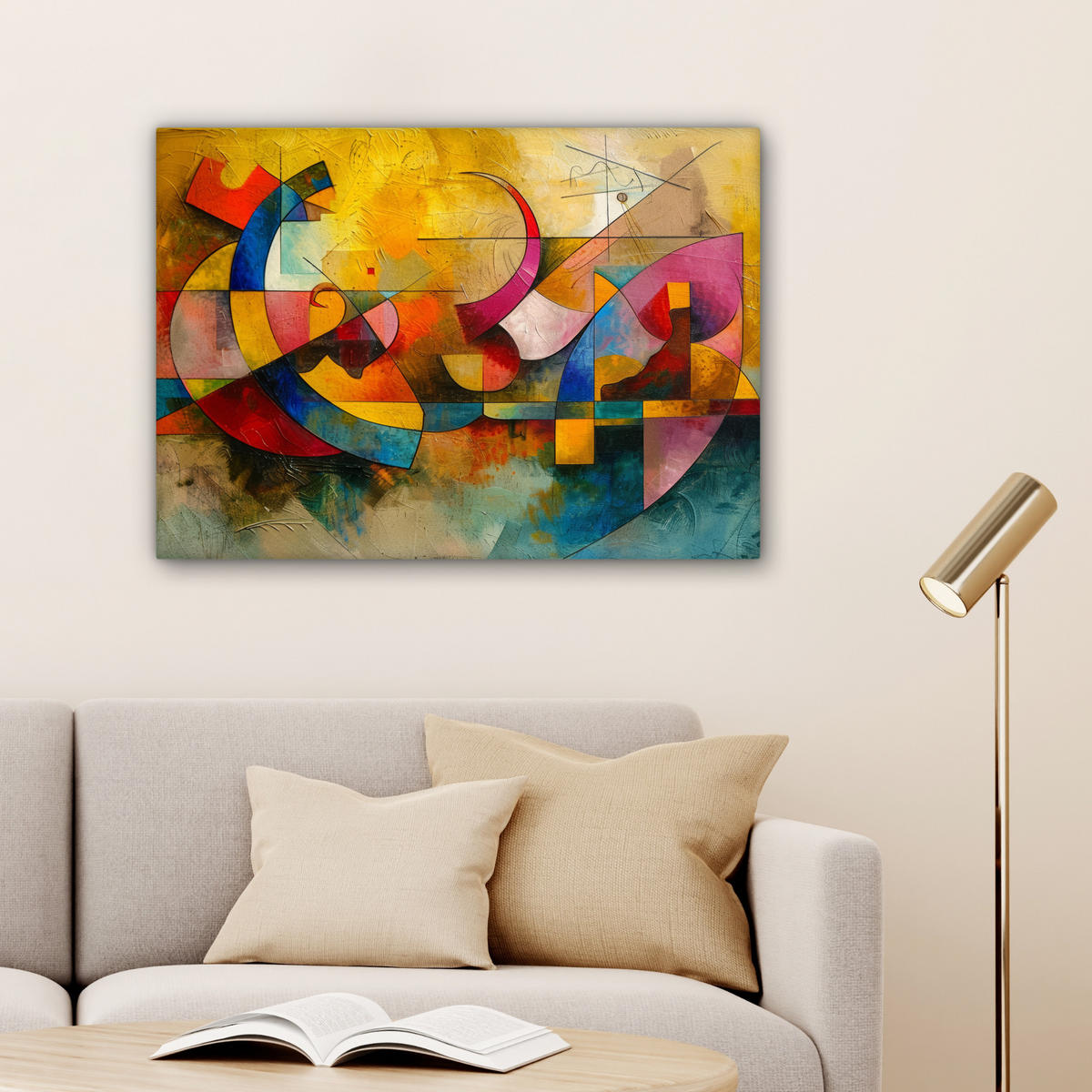 LEINWANDBILD Kunst - Abstrakt - Modern Wandbilder 80x60 cm - Gelb, Textil (80/60cm) - MuchoWow