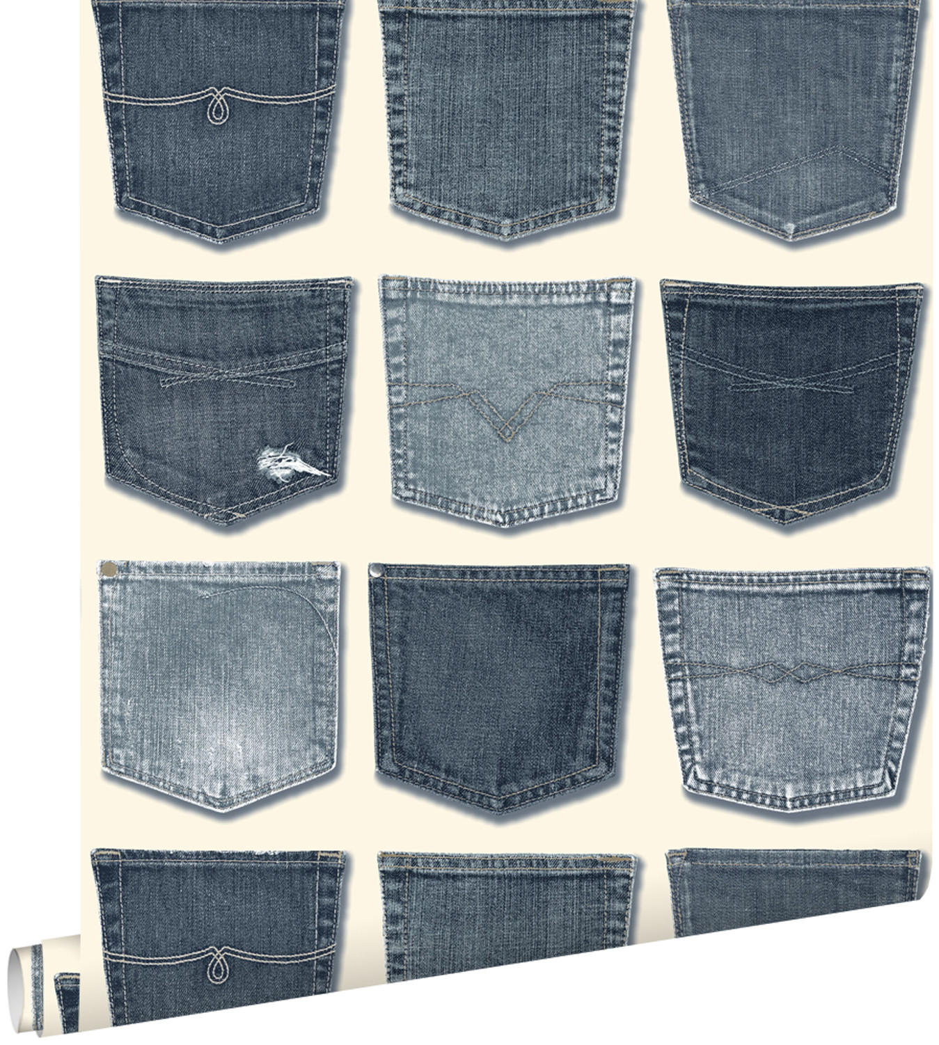 TAPETE Jeanstaschen 53 cm x 10.05 m - Blau, Papier (53/1000cm) - ESTAhome