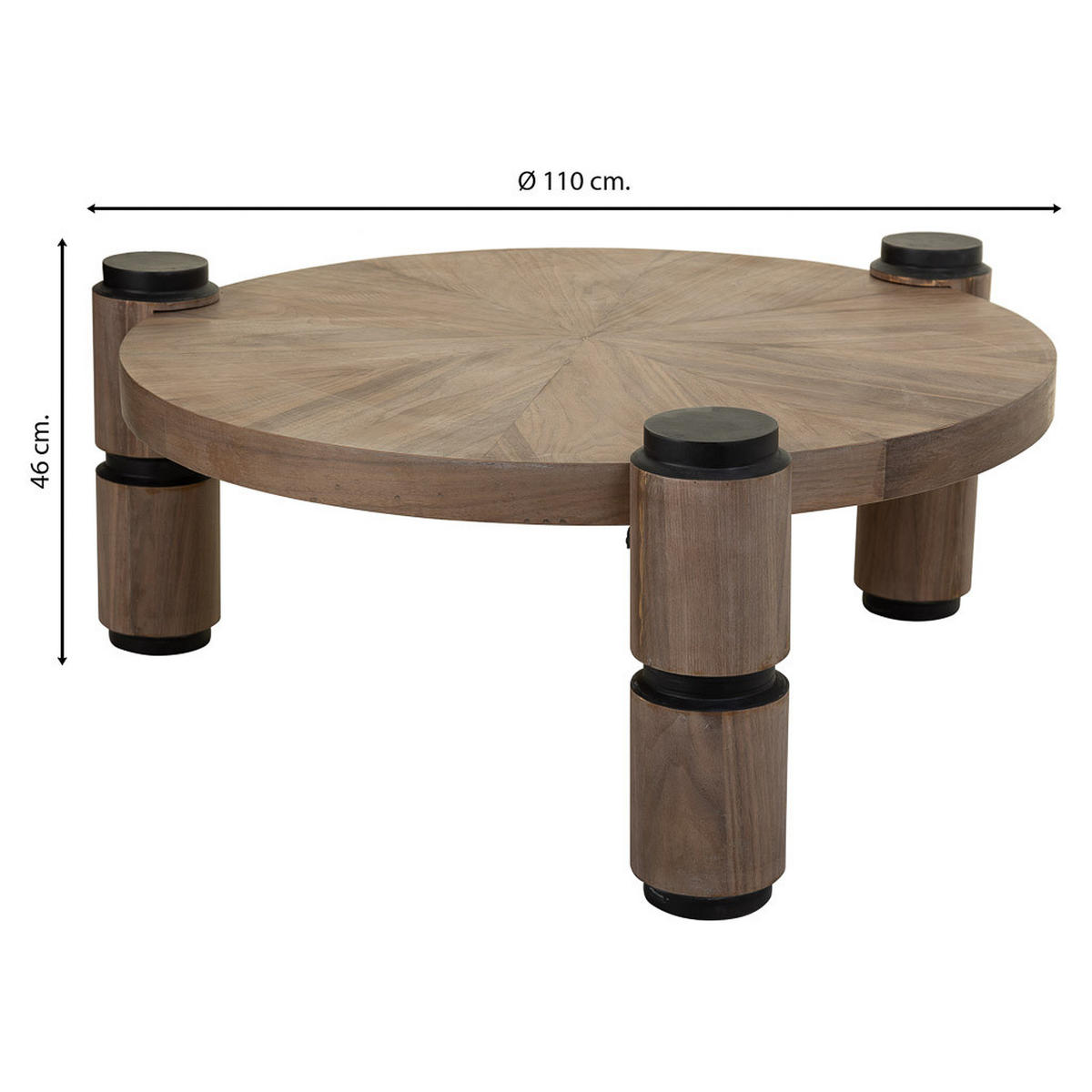 COUCHTISCH aus Holz und Metall D110x46 cm - Braun, Holz (110/110/46cm) - Wanderlust