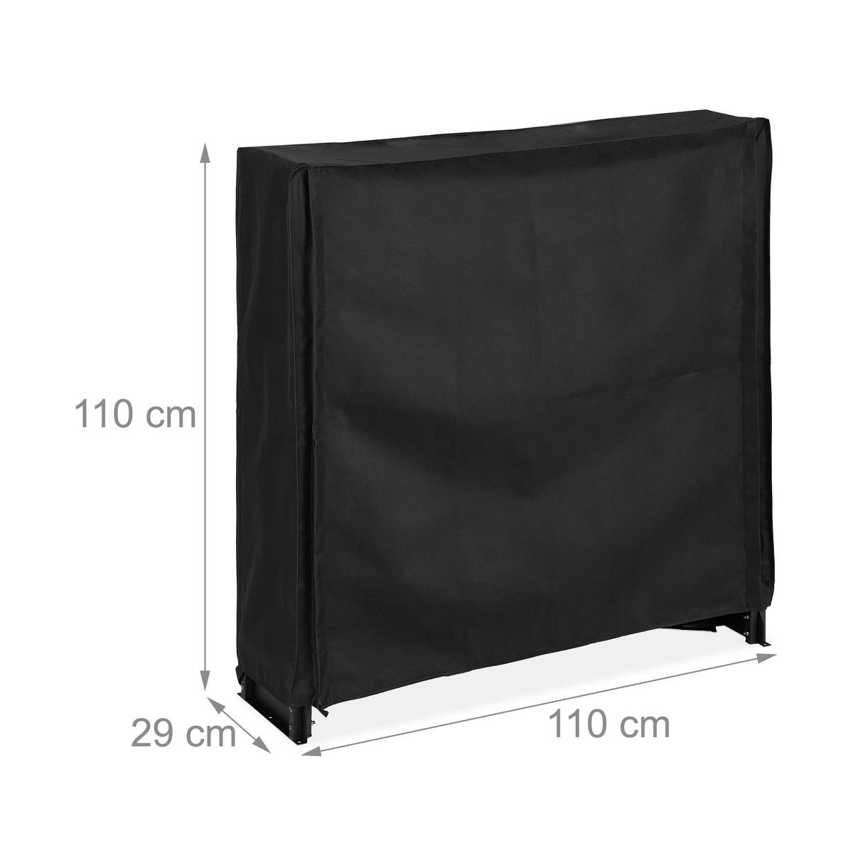 KAMINHOLZREGAL - Schwarz, Textil/Metall (110/110/29cm) - Relaxdays