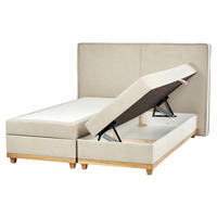 BOXSPRINGBETT 160/200cm Helles Beige Dynasty - Beige, Textil (160/200cm) - Beliani