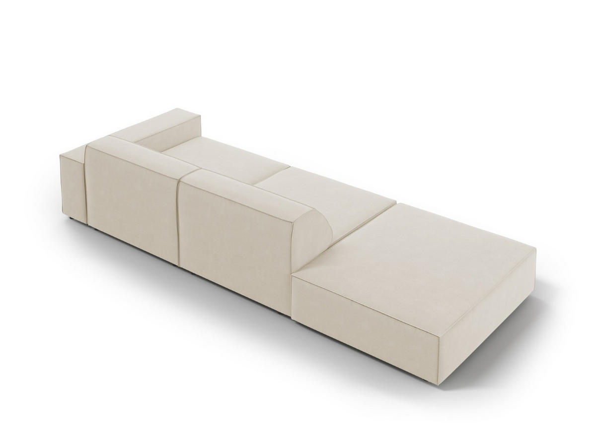 LINKES-SOFA Jodie aus Samt dunkelbeige 3 Sitzplätze - Mokka, Textil (262/70/102cm) - Micadoni