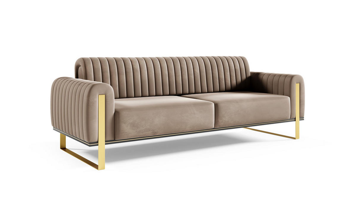 SOFA Valerie 3-sitzer - Braun, Holzwerkstoff/Textil (228/79/90cm) - Fun Möbel