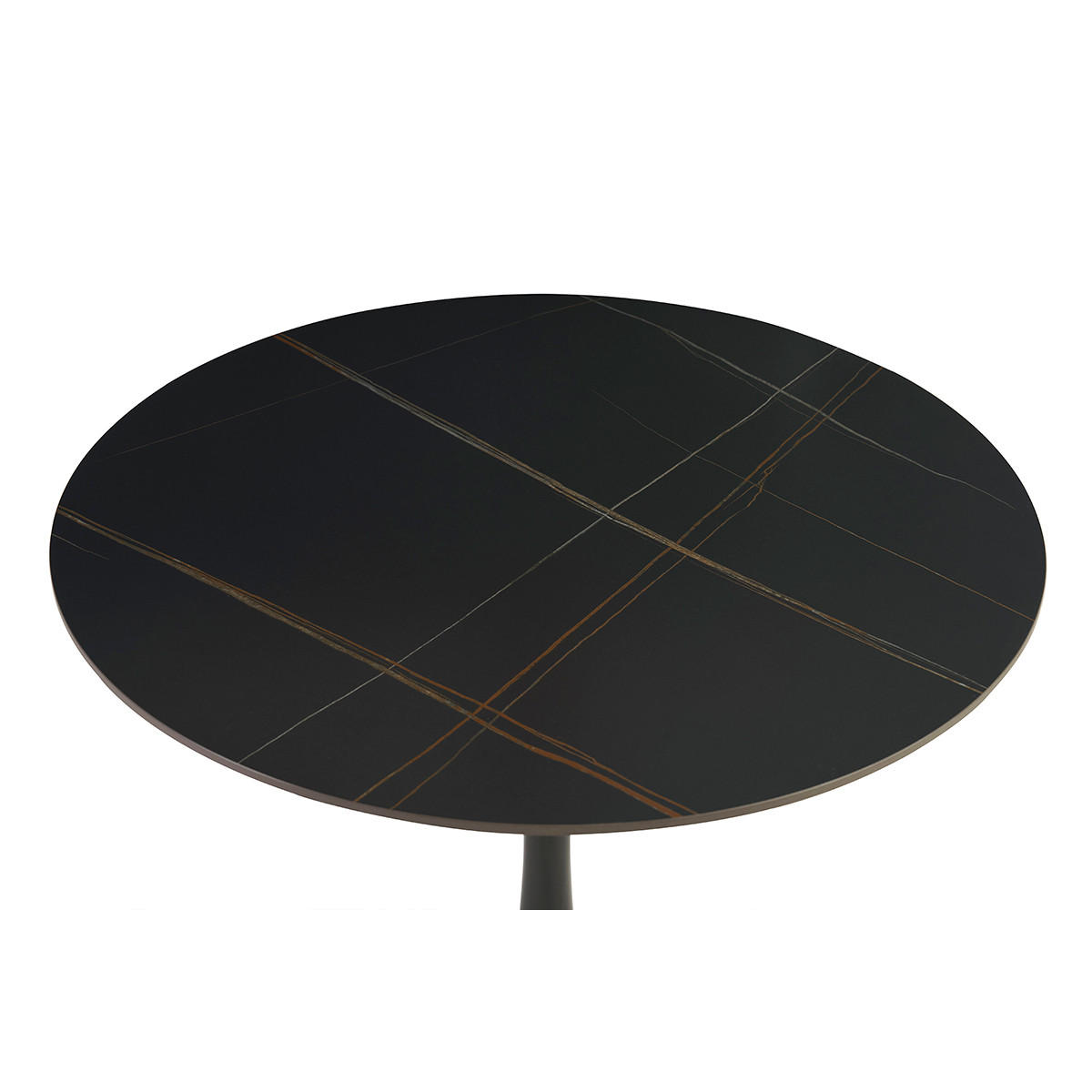 ESSTISCH rund, schwarze Keramik und Metall D90 cm MALOU - Schwarz, Stein (90/90/75cm) - Miliboo