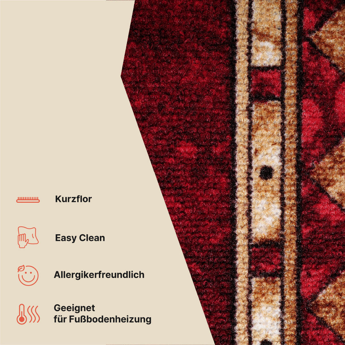 TEPPICHLÄUFER Anti-Rutsch Rot rutschfest Gummiunterlage 67/600 cm - Rot, Textil (67/600cm) - Tapiso
