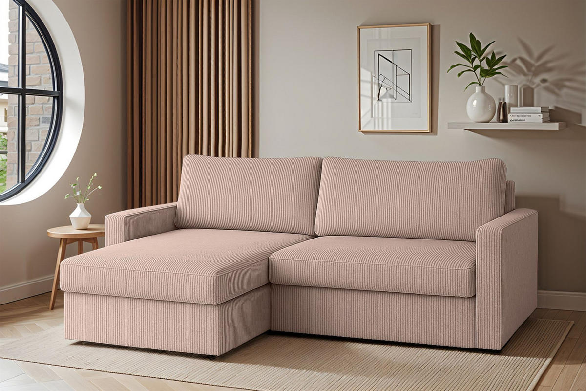 ECKSOFA Bendik In Poso - Aubergine, Holzwerkstoff/Textil (224/140cm) - Fun Möbel