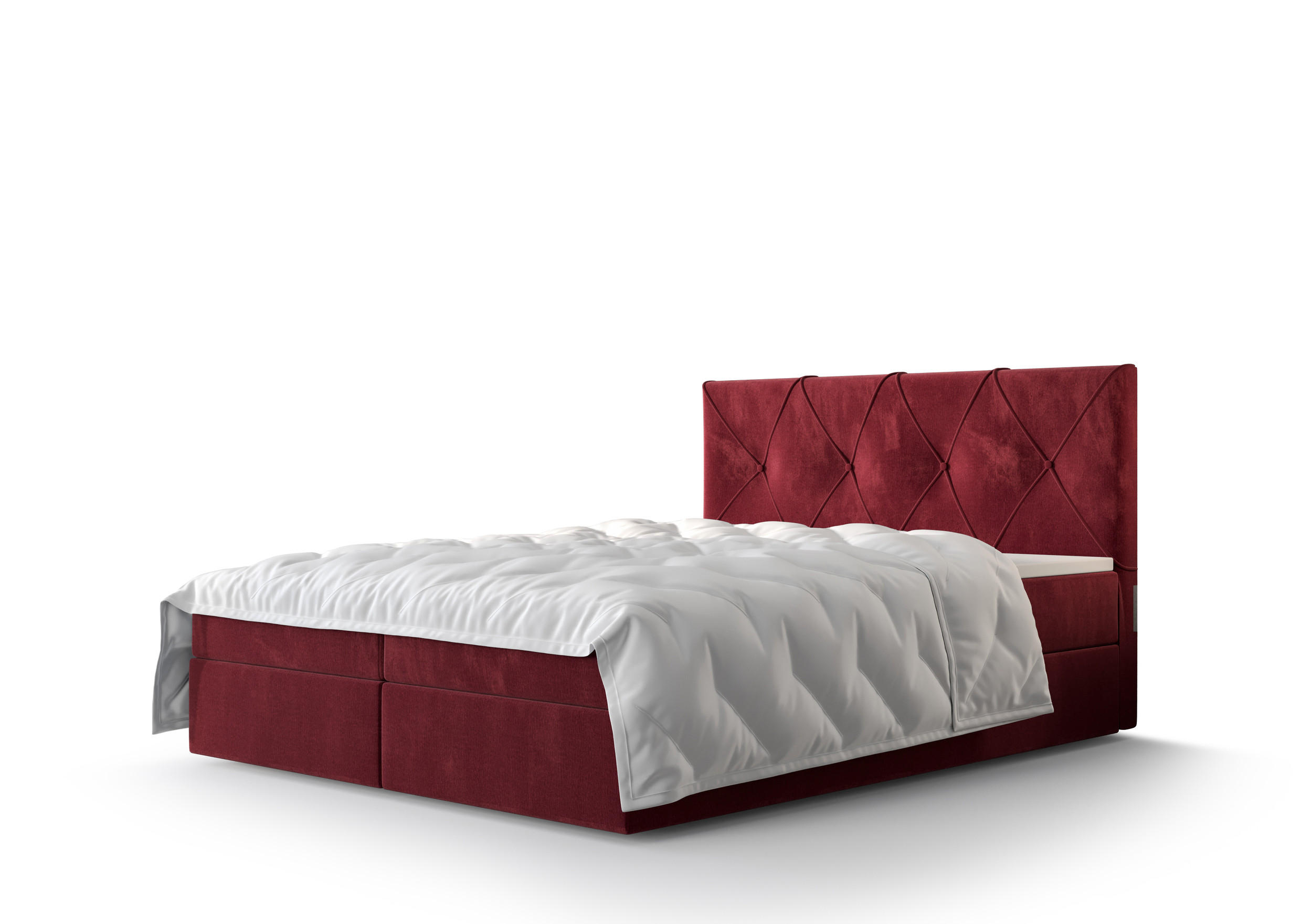 BOXBETT ALTEA 180x200, mit Matratze H3 und Topper, Monolith 59 - Rot, Holz/Kunststoff (180/200cm) - Bedante