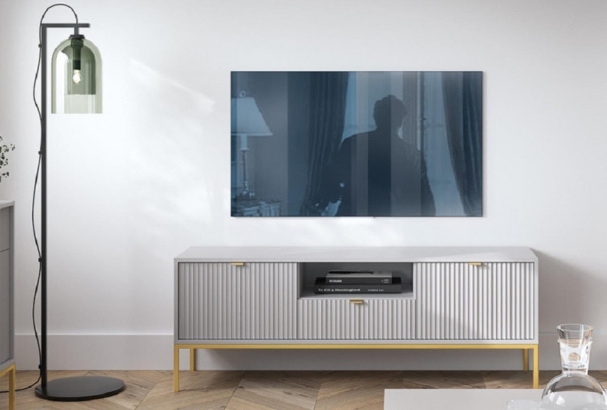 TV-LOWBOARD Grau NEW Goldfarben - Grau, Holzwerkstoff (154/56/39cm) - Sepro Meble