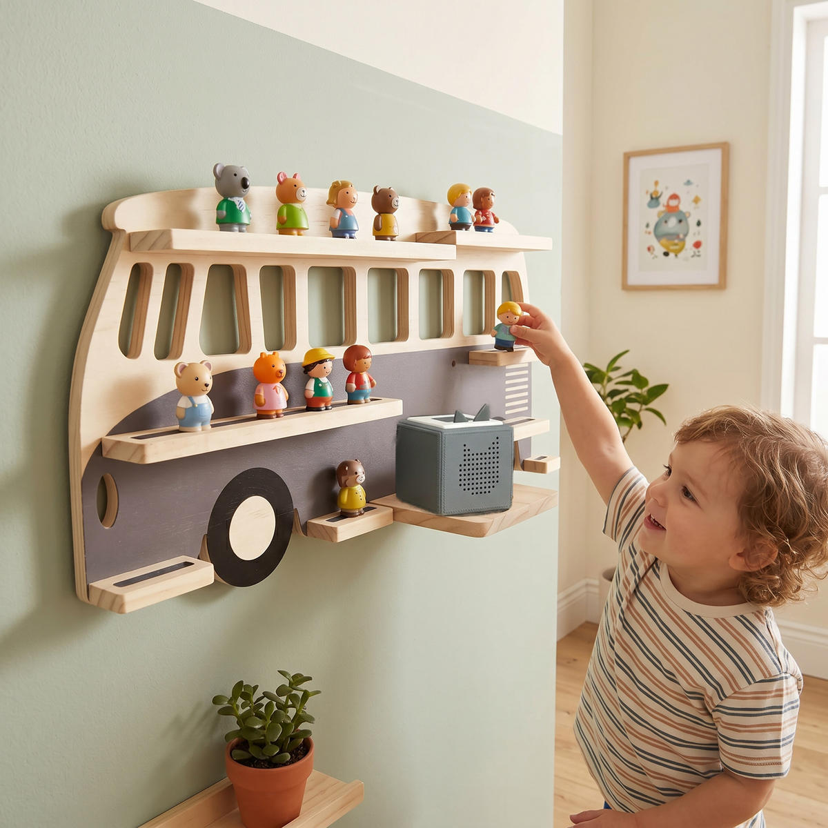 WANDREGAL Natur Grau Busform für Hörfiguren - Multicolor, Holz (54/27/15cm) - Relaxdays