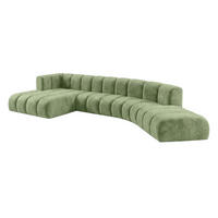 ECKSOFA Modulares In L-Form, Velvet-Stoff Riviera, Olive, Links, GRAND Round - Olivgrün, Holz (445/179cm) - Kaiser Möbel