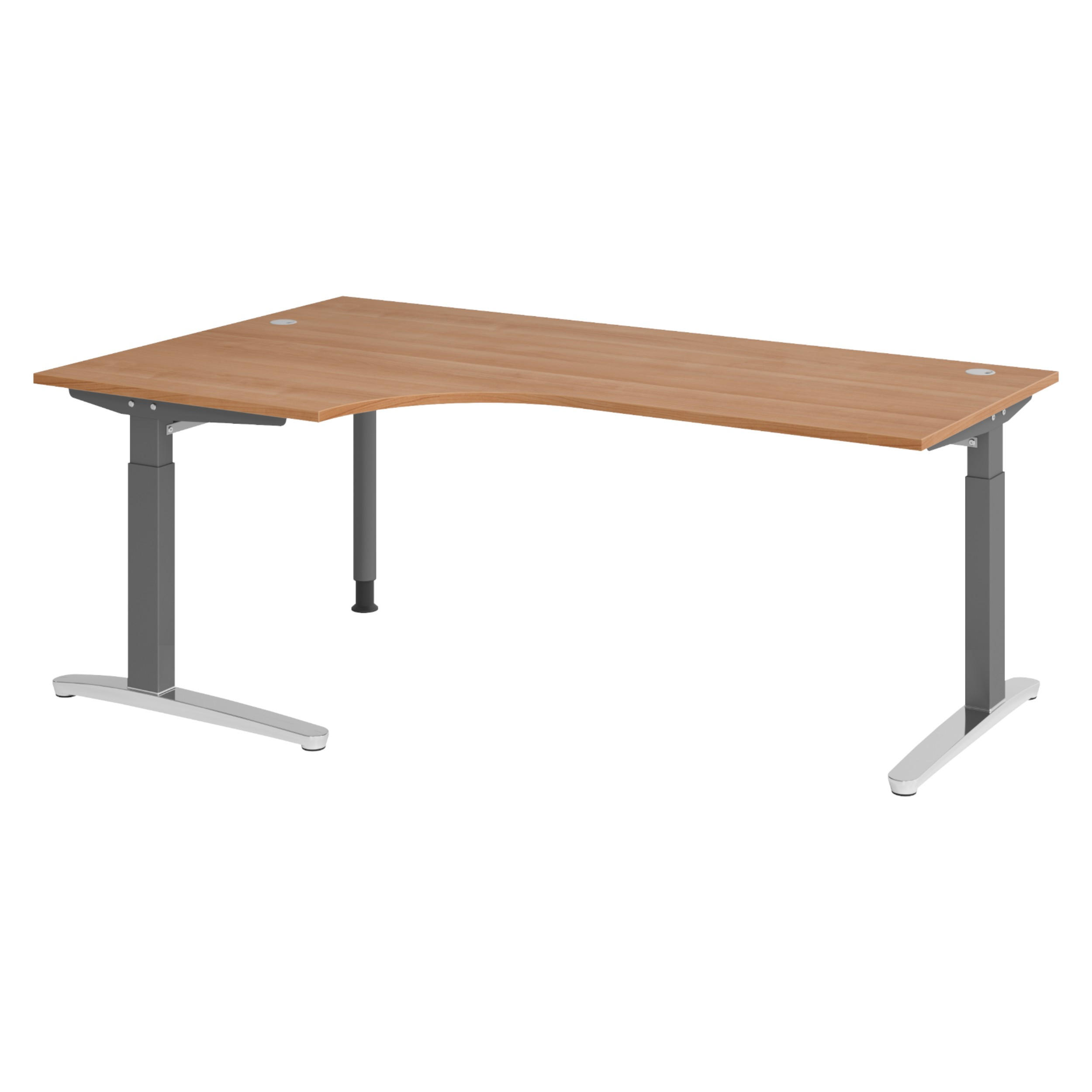 bümö Schreibtisch Nussbaum, Graphit, Silber 200x74x120 cm