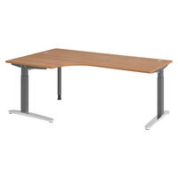 SCHREIBTISCH Serie-XB 120/200/74 cm in Nussbaumfarben/Graphitfarben/Alu poliert - Silberfarben/Nussbaumfarben, Holzwerkstoff (120/200/74cm) - bümö