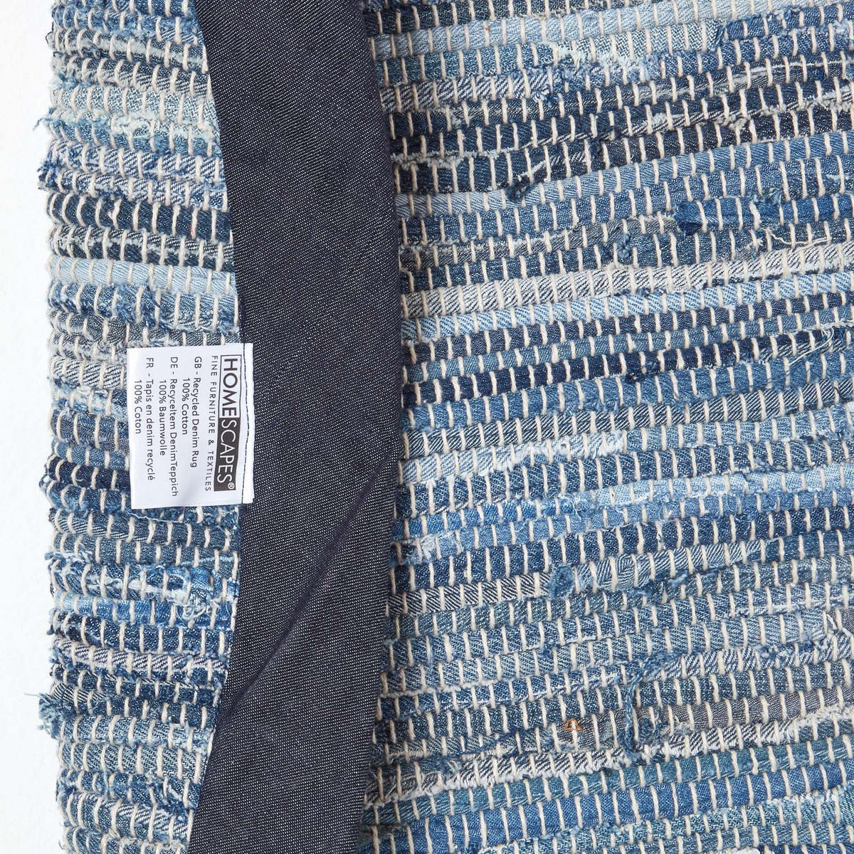 FLICKENTEPPICH rund aus Recycling-Denim 150 cm - Blau, Textil (150/150cm) - Homescapes
