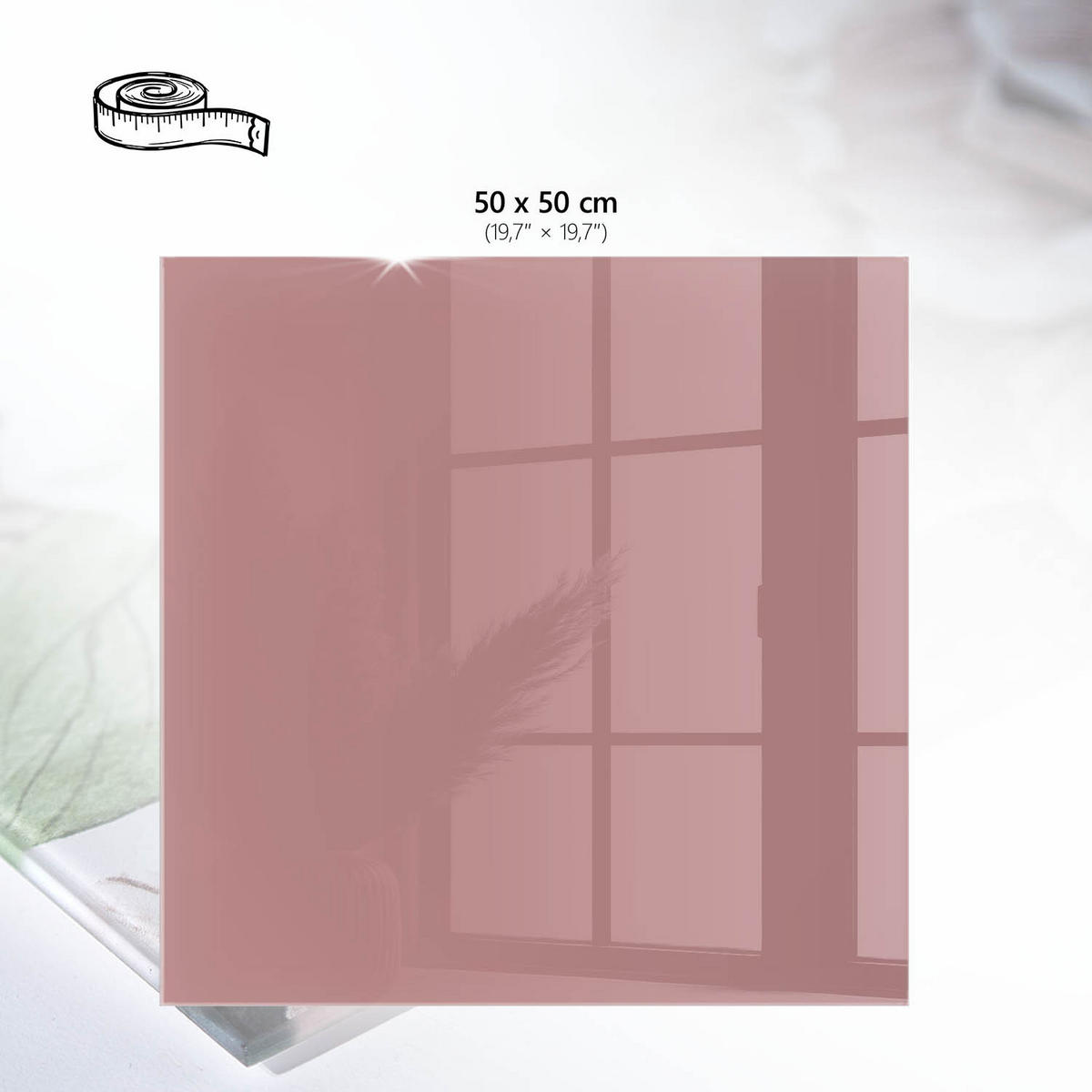 TISCHPLATTE 50x50 cm – Pastellrosa - Creme, Glas (50/50/0.4cm) - Wallfluent