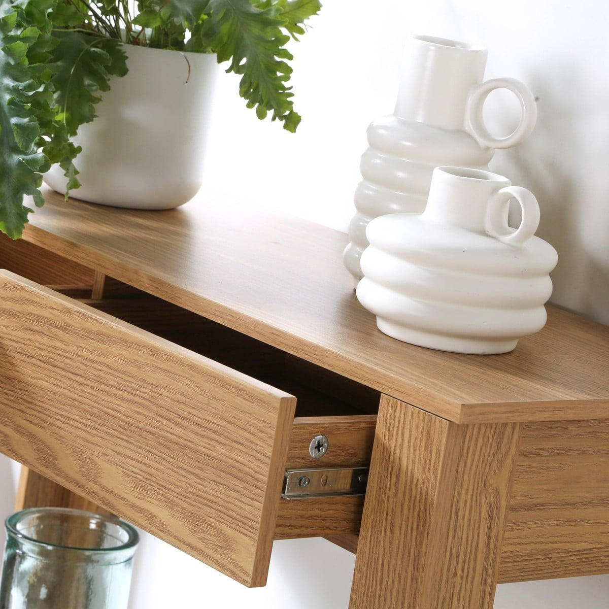 KONSOLE mit 2 schubladen in eichenoptik 79/29/86,5 cm - Eschefarben, Holzwerkstoff (79/29/86.5cm) - Calicosy