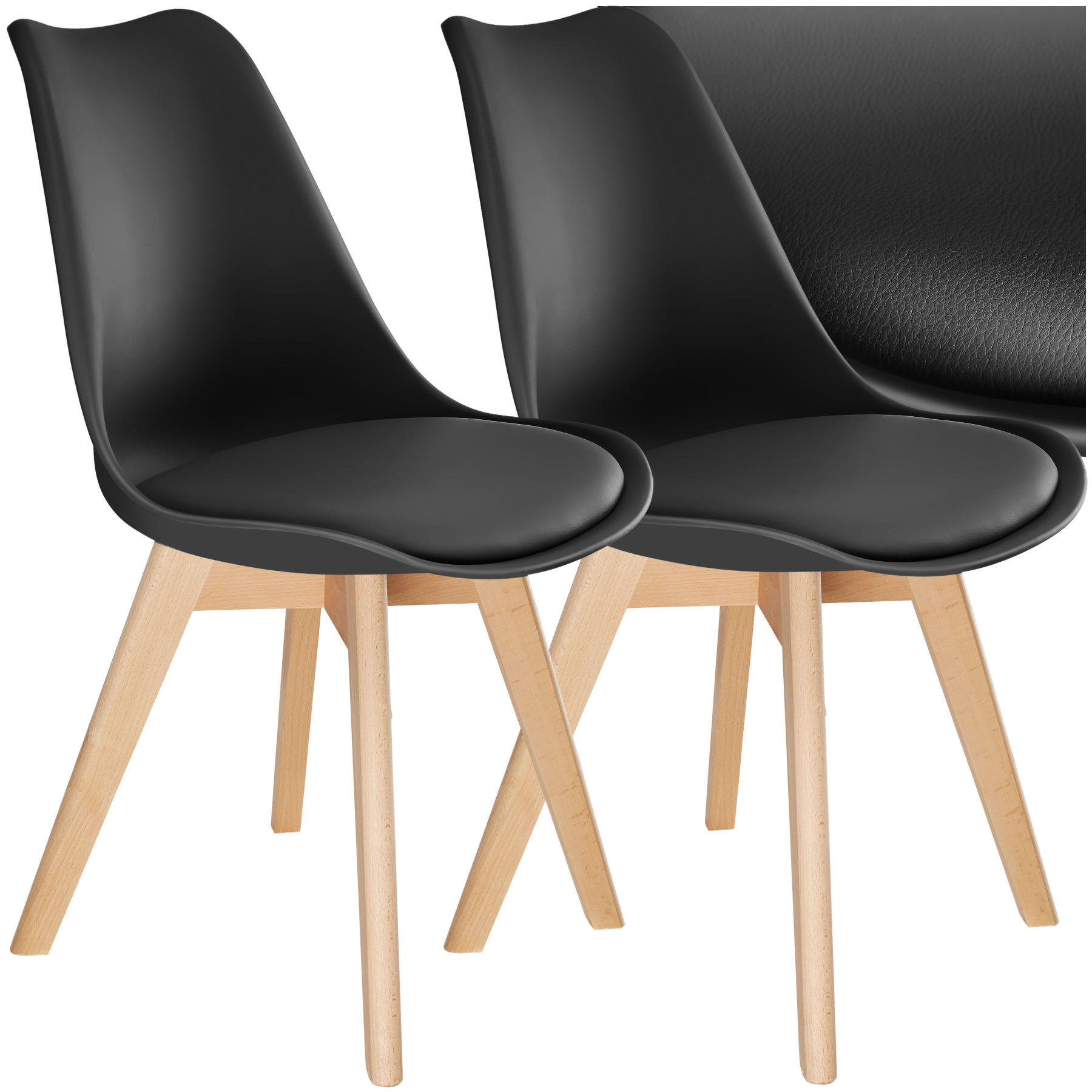 ESSZIMMERSTUHL 2er Set Frederikke,49 x 56 x 82,5 cm,schwarz - Schwarz, Textil (49/82/53cm) - tectake