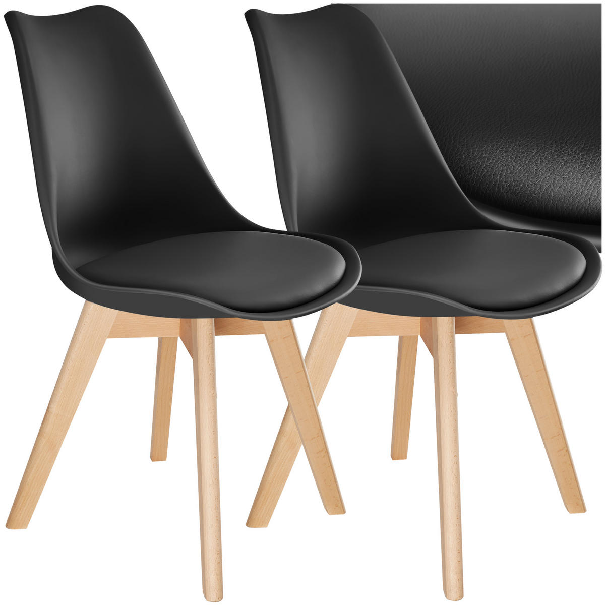 ESSZIMMERSTUHL 2er Set Frederikke,49 x 56 x 82,5 cm,schwarz - Schwarz, Textil (49/82/53cm) - tectake