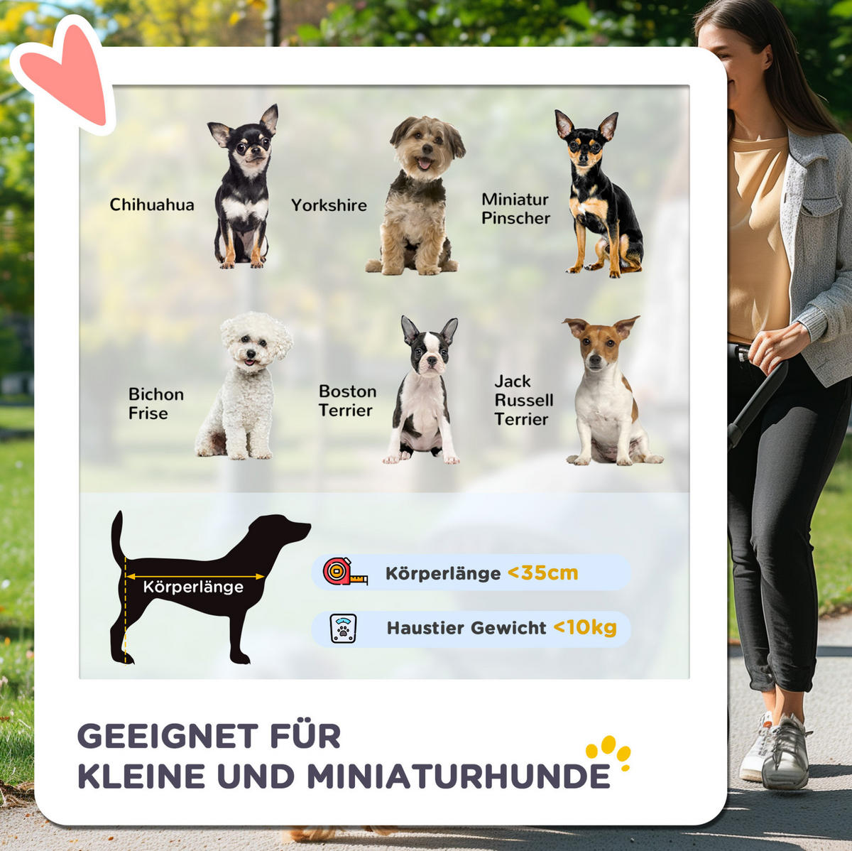 HUNDEWAGEN 2-in-1 faltbar in Rot mit Tragetasche und Bremsen - Rot, Textil (49.5/98/82cm) - BEAOK