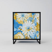 SIDEBOARD DAISY LUXE, Schwarz, 57,5x42x67,5 cm, Schwarze Metall-Rahmenfüße - Multicolor/Schwarz, Holzwerkstoff/Metall (57.5/67.5/42cm) - SpaceRebels