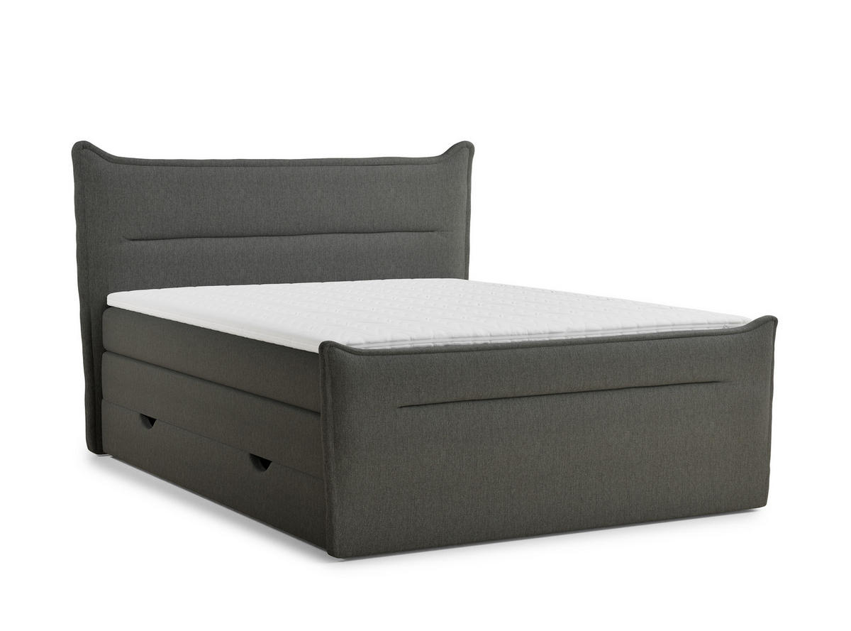 BOXSPRINGBETT Pelino 140/200 cm, in Graphit, Bettkasten, Matratze, Topper - Schwarz/Graphitfarben, Holz/Holzwerkstoff (140/200cm) - Maison de Reve