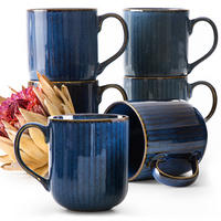 BECHER AD STRIPES, 6-tlg - Dunkelblau, Keramik (400L) - KONSIMO®