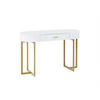 KONSOLENSCHREIBTISCH mit 1 Schublade - MDF lackiert & Metall - Weiß & Goldfarben - TORELI II - Weiß, Holz (120/45/76cm) - Pascal Morabito