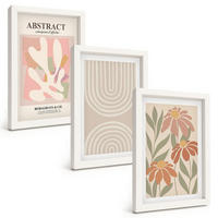 BILDER SET 3er Set - 20x30 cm Weißer Rahmen - Abstrakte Pflanzenformen - Weiß, Kunststoff (20/30cm) - TULUP