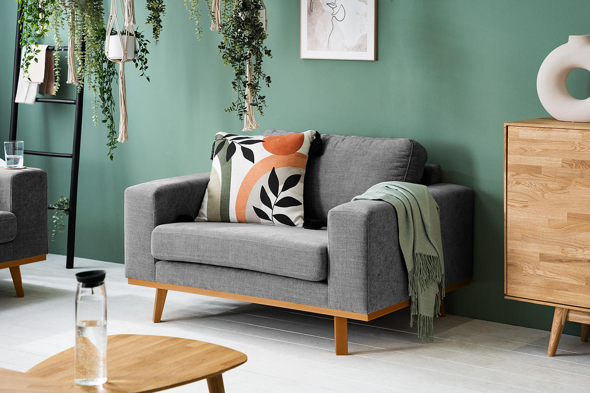 SESSEL - Dunkelgrau/Buchefarben, Buchenholz/Textil (122/81/88cm) - home24