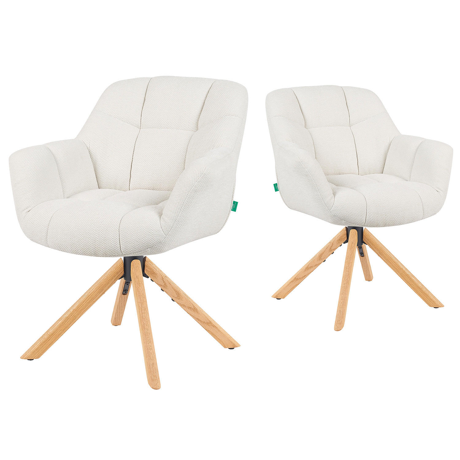 DREHSTUHL Mika-Nea - Honigeiche/Creme, Eichenholz/Holz (65/81/66cm) - DUBI Möbel