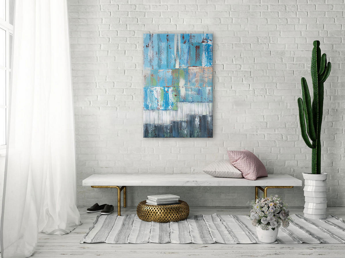 ÖLGEMÄLDE 80/120 cm - Türkis/Blau, Holz/Textil (2/120cm) - KUNSTLOFT