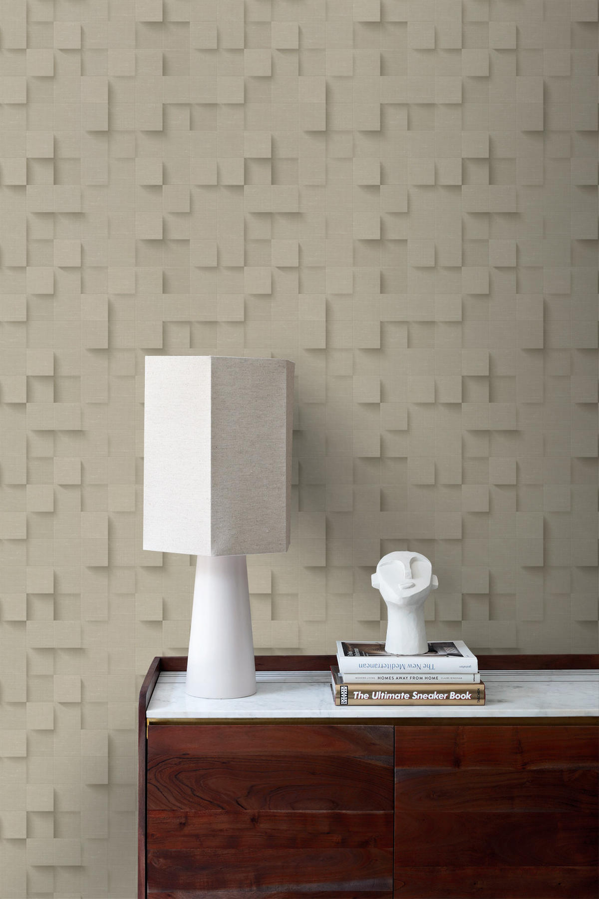 TAPETE 3D-Würfel 50 x 900 cm - Beige, Papier (50/900cm) - Origin Wallcoverings