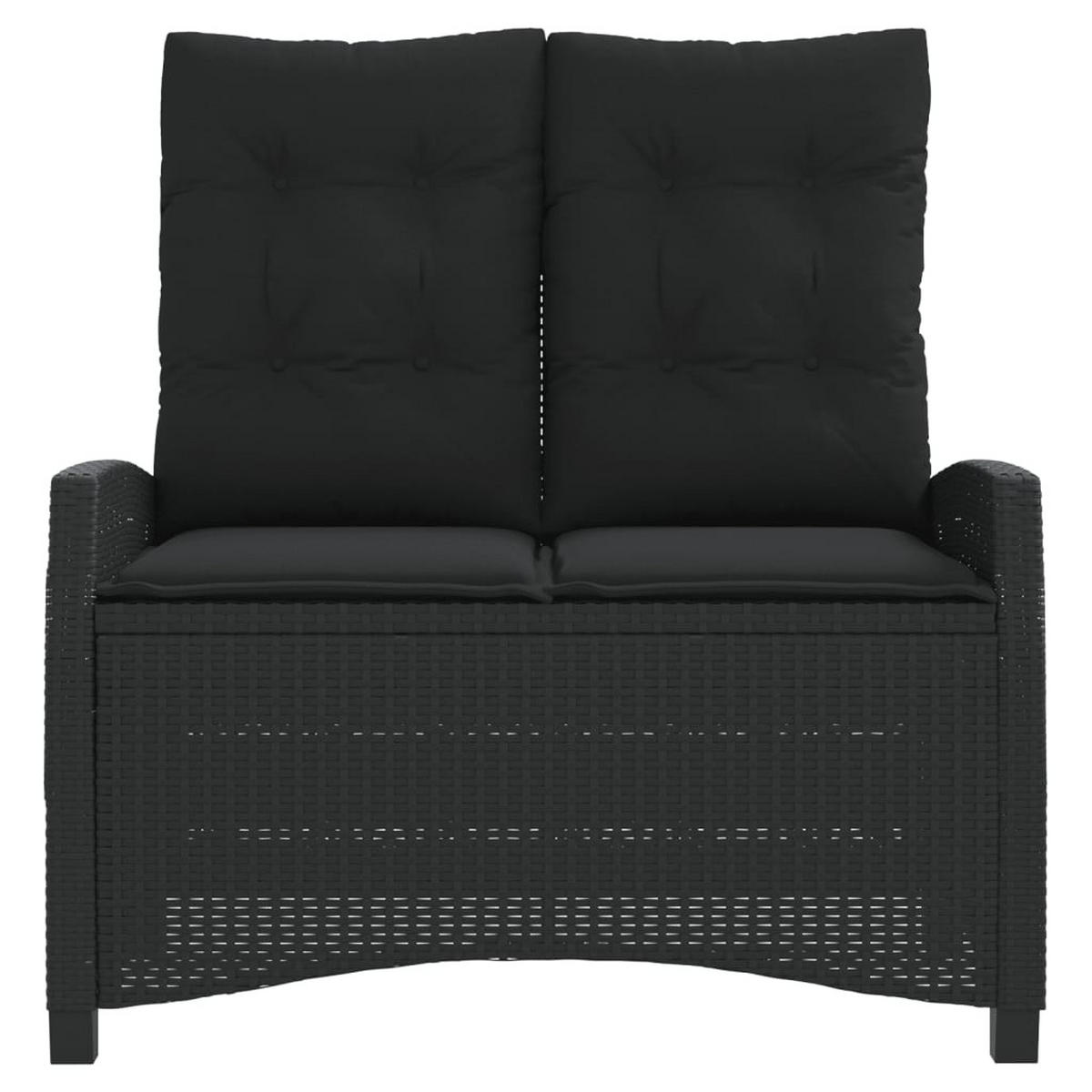 GARTENBANK Verstellbar mit Kissen Schwarz Poly Rattan - Schwarz, Kunststoff (105/93/66cm) - furnicato
