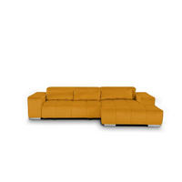 ECKSOFA mit elektrischem Sitzvorschub und verstellbaren Kopflehnen - Chromfarben/Gelb, Textil (186/307cm) - Cotta