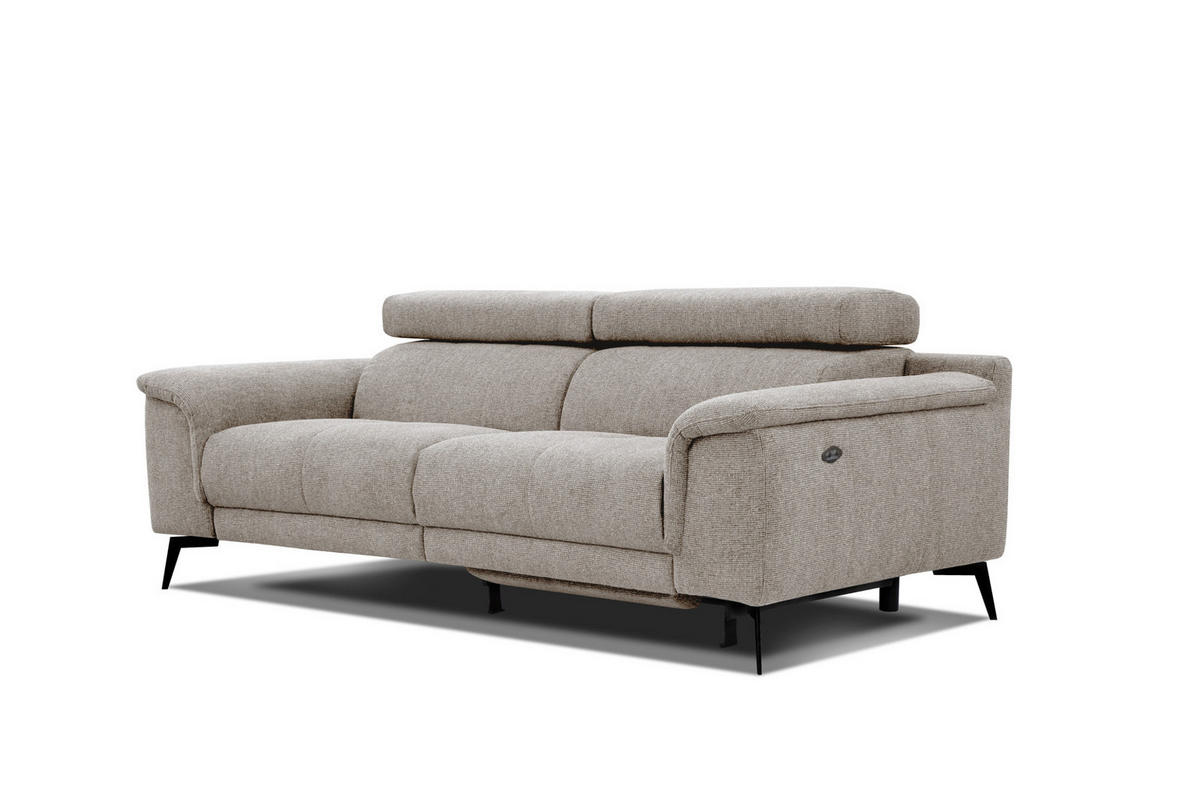 RELAXSOFA FIERO 3-Sitzer mit 1 Relaxfunktion, taupe - Taupe/Schwarz, Holzwerkstoff/Textil (212/82/103cm) - Courtois Laville
