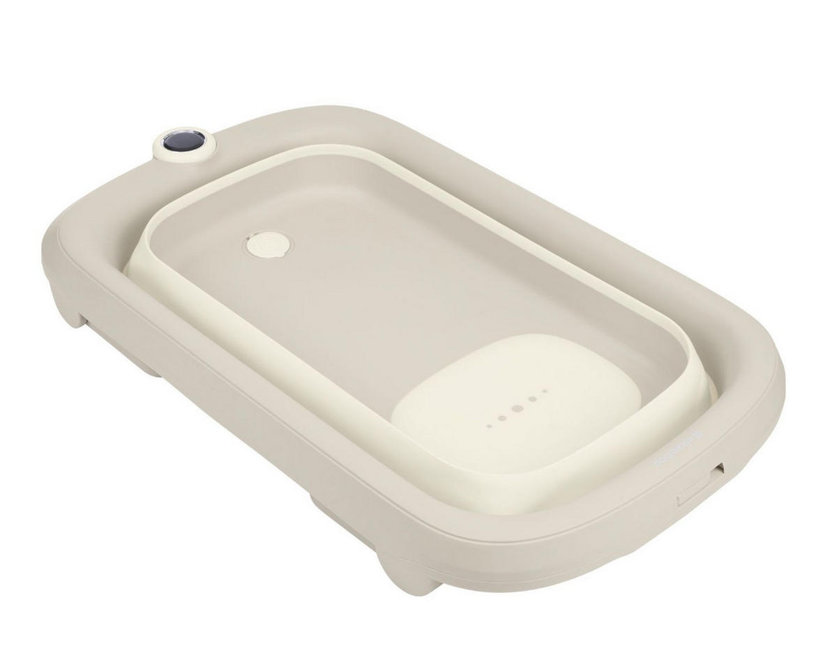 BABYWANNE Rio faltbar grau rutschfest Wasserablauf Thermometer ab Geburt - Grau, Kunststoff (51/83cm) - Kikka boo