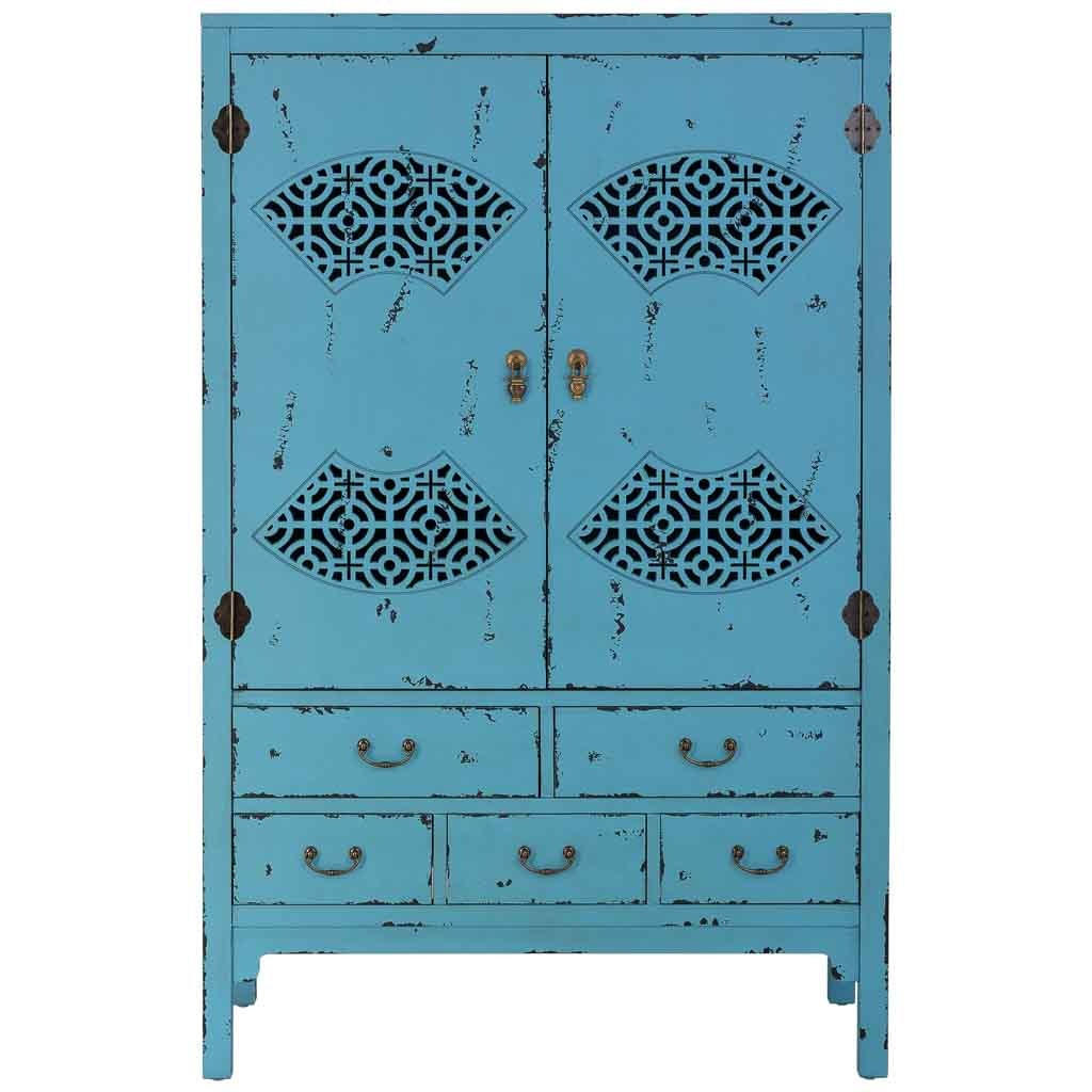 KLEINDERSCHRANK aus Holz 96x40x150 cm - Blau, Holz (96/150/40cm) - Wanderlust