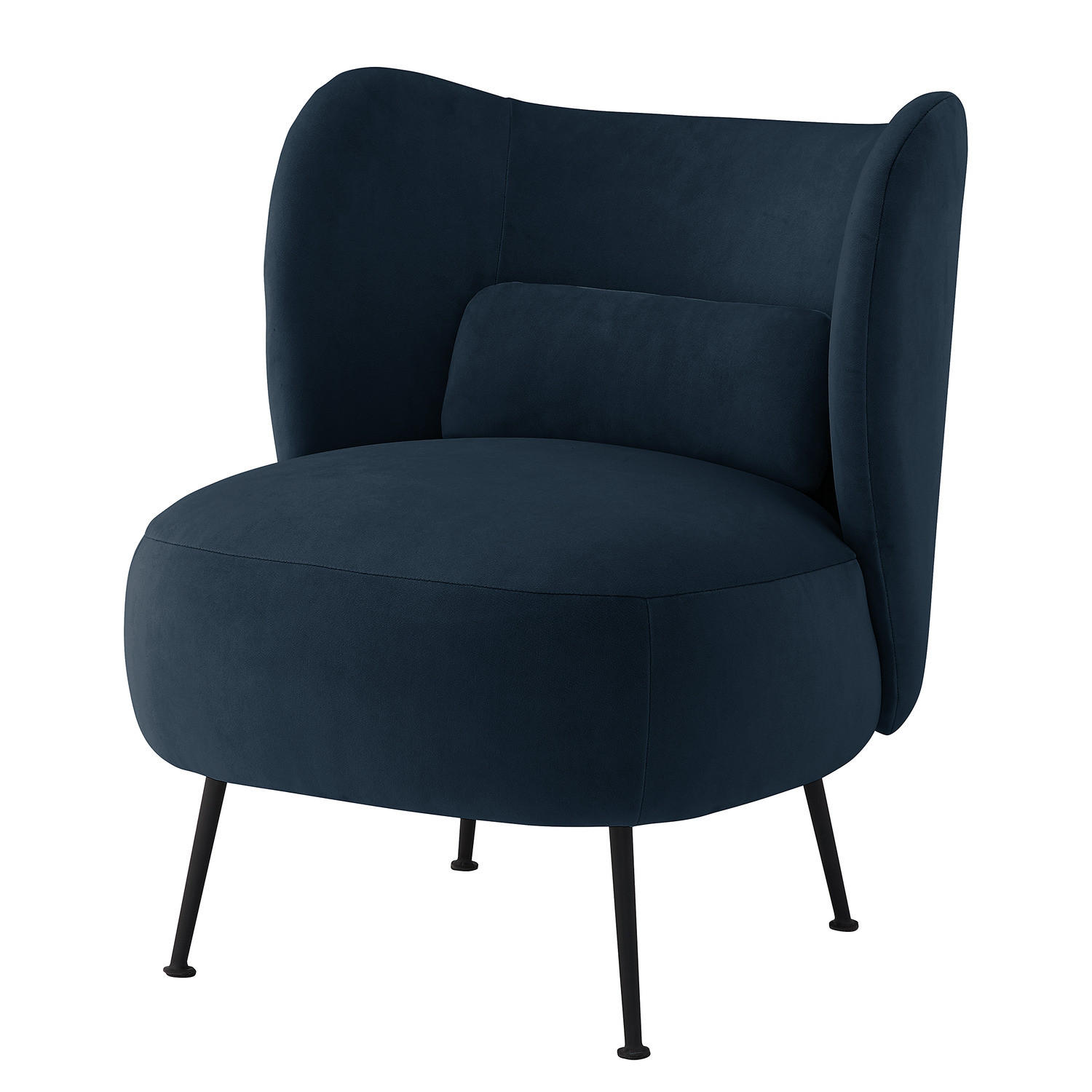 LOUNGESESSEL - Massivholz / Textil - Blau/Schwarz, Textil/Metall (61/78/71cm) - home24